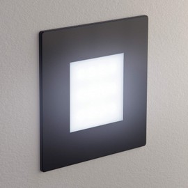 ledscom.de LED stair light, FEX stair light for indoor and outdoor use, square, black, 85 x 85 mm, cool white, pack of 6