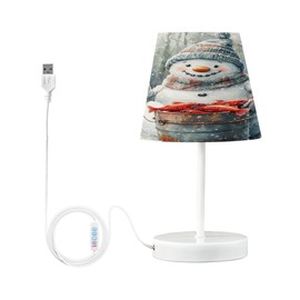 SEHANY Christmas Snowman Table Lamps USB Ports 3 Way Dimmable Nightstand Lamps Metal Base Soft Light Eyes- Friendly LED Night Bedside Lamps for Bedroom Living Room Home Decor-S