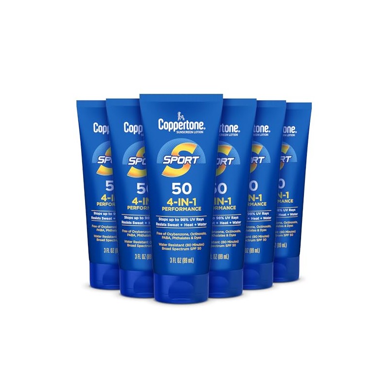 Coppertone Sport Sunscreen Lotion, protector solar SPF 50 de amplio