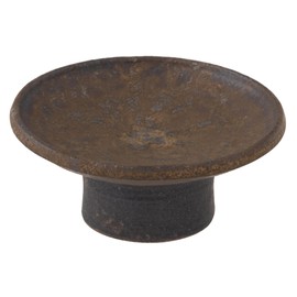 Marui MR-3-4067 Shigaraki Ware Lochimon, Small Pot with Stand, Diameter Approx. 4.3 inches (11 cm), Iron Color, Brown