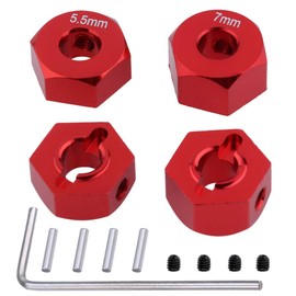 Hobbypark Aluminum 12mm Hex Wheel Hubs for Traxxas 1/10 2WD Slash, Rustler, Stampede,Hop-ups Replacement of Part 1654 3654 (4pcs) (Red)