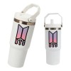 Termo Alto Acero Inoxidable Bts Logo Kpop 900 Ml Blanco