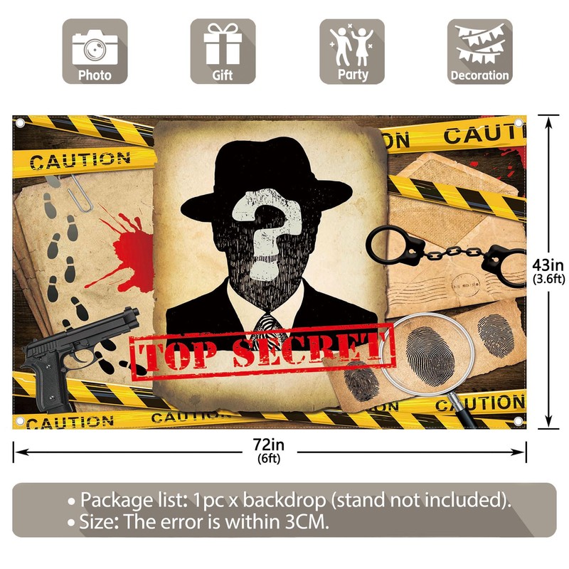 Luminora 72 x 43 inch Top Secret Background Detective Mugshot