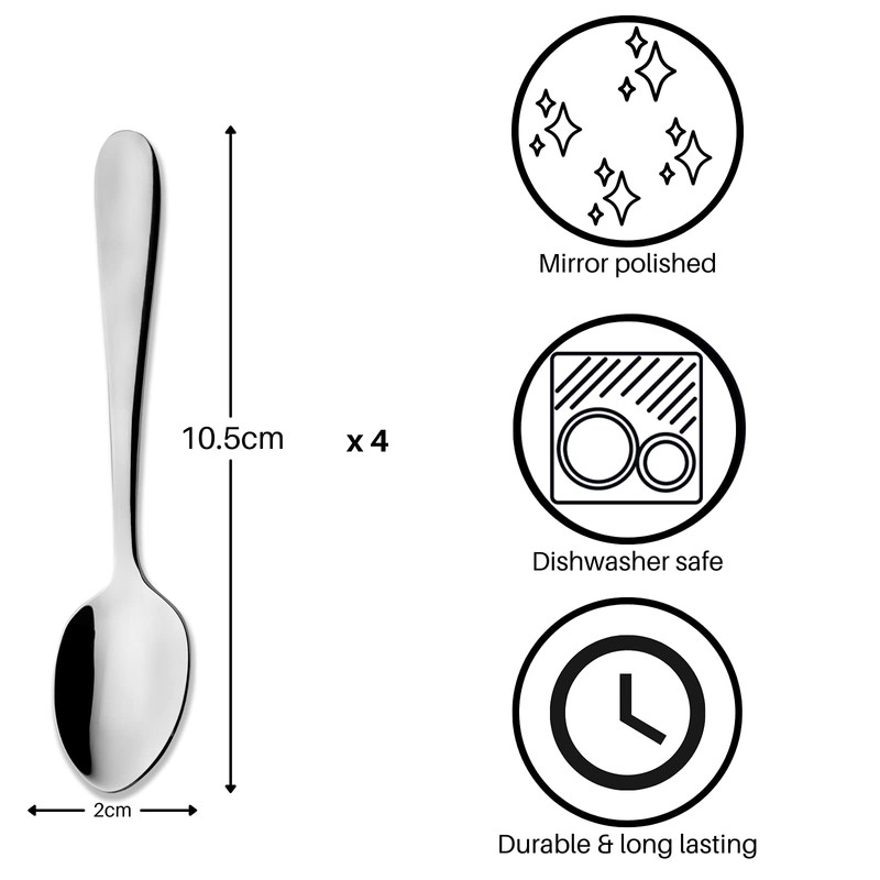 Grunwerg Windsor Carded 4-Piece Espresso Spoon Set 4ESPWDR/C, 18/0 Stainless