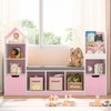 Kids Bookcase with Reading Nook, Bench Kids Bookshelf with 7