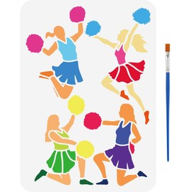 FINGERINSPIRE Painting Stencil with Cheerleader Silhouette with 1 Plastic Brush 21 x 29.7 cm Reusable Cheerleading Drawing Template Cheer Stencil for Painting on Wood, Walls, Fabrics and Furniture
