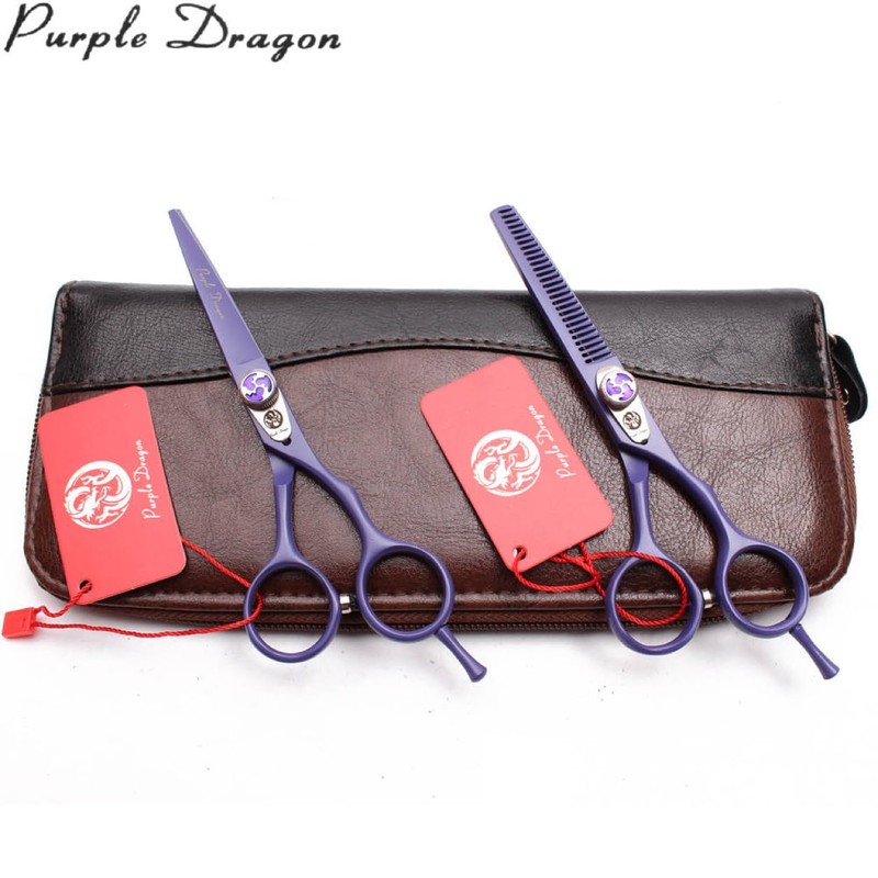 Kit Tijeras Profesionales Estilista Barbero Peluquero Purple Dragon 6 pulgadas