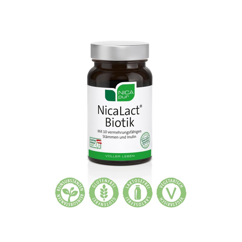 NICApur NicaLact Biotik - 10 hochkonzentrierte Bakterienstämme - 20 Kapseln