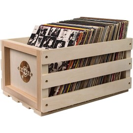 Crosley AC1004A-NA Record Storage Crate Holds Up to 75 Albums, Natural