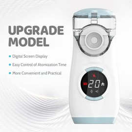 HITHINKMED Mesh Nebuliser for Kids, Portable Nebuliser for Adults Sinus Inhaler with Digital Display, Timed and Automatic Cleaning Functions for Home and Travel Use