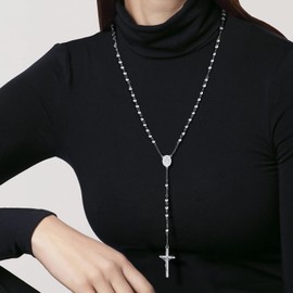 [ChainsPro] Women's Cross Cross Virgin Mary Mysterious Medal Rosary Accessory, Stainless Steel