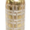 Deco 79 Metal Tall Distressed Metallic Vase with Etched Grid