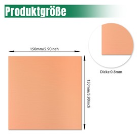 Uxney Copper Sheet, Copper Plate 150 mm x 150 mm x 0.8 mm, 99.9% Pure Copper Plate for DIY, Jewellery, Electrics, Repair, Industry (Pack of 2)