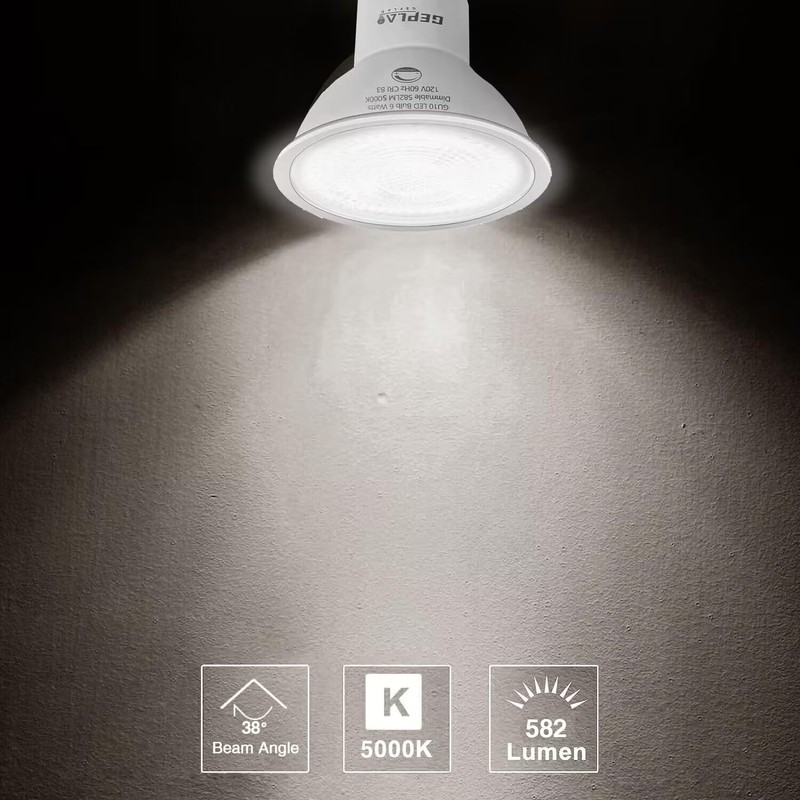 GEPLAD 12 Pack MR16 LED Bulb,GU5.3 Bi-Pin Base LED Bulbs,