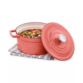 Martha Stewart 4 Quart Pink Speckled Cast Iron Dutch Oven