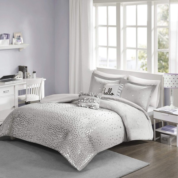 Intelligent Design Matching Shams, Decorative Pillow, Teen Bedding, Girls Bedroom Décor, Full/Queen, Zoey Triangle Purple/Silver