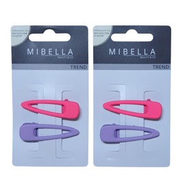 Mibella Beauty & Co Haarspangen Set, 4 Stück, Lila und Pink, Trendige Haarclips, Explosion, Haarschmuck - 28653