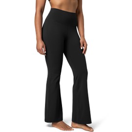 Colorfulkoala Women's Dreamlux Workout Flare Leggings High Waisted Wide Leg Bootcut Yoga Pants 29.5" Inseam (S, Black)