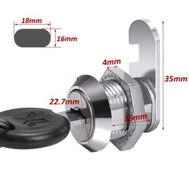 Anhoer 4Pcs Security Mailbox Lock 16mm with Alike Keys Barrel Drawer Mail Box Locker Cam Lock Cabinet Drawer Cam Locks for Door Cabinet Cupboard Locker Letter Box Wardrobe