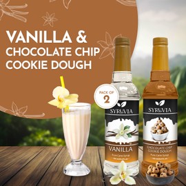 Syruvia Coffee Syrup Variety Pack - Vanilla & Chocolate Chip Cookie Dough- Gluten-Free, Kosher, 25.4 fl oz Bottles - Enhance Your Coffee Experience with Premium Flavoring Syrups