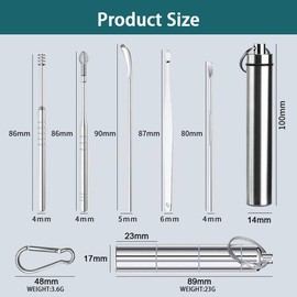 FFWTPY Pillendose Schlüsselanhänger Wasserdicht Tablettendose für Unterwegs Metall Pillendose mit 3 Teilbaren Fächer Inklusive 6-teiligem Ohrschmalzentfernerset aus Edelstahl
