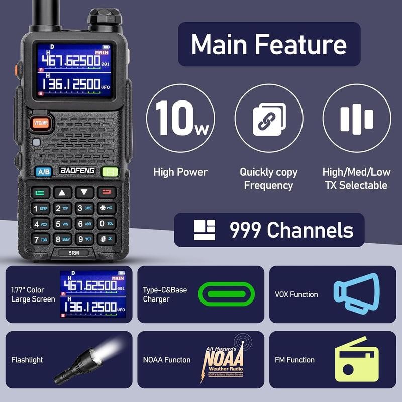 5RM 10W Long Range Ham Radio with TIDRADIO Portable Wireless