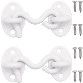 2Pcs 2 inch Barn Door Lock, Cabin Hook Eye Latch Gate Door Swivel Window Door Hook with Mounting Screws (White)