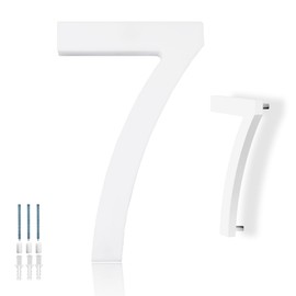 Hvatry House Numbers for Outside, White 6 inch Modern Floating Address Numbers for Front Door, Street, Apartment, Farmhouse, High Visibility Numbers Enhance Home's Exterior Charm(House Numbers 7)