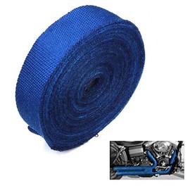 2" x 50' Exhaust Heat Wrap Roll for Motorcycle Fiberglass Heat Shield Tape with Stainless Ties (Blue)