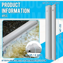 Frienda 6 Pcs PVC Flood Barriers for Home 4 ft x 9 in x 6 in Reusable Flood Prevention Barriers Water Barrier for Flooding PVC Flood Bags Sandbag Alternative PVC Water Diversion Tubes