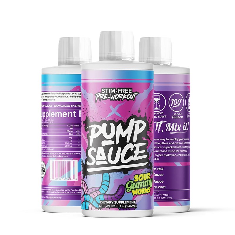 Pump Sauce Pre-Workout - 32 oz, Sour Gummy Worms, No