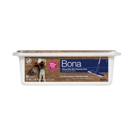 Bona Hardwood Floor Disposable Wet Cleaning Pads - 12 cleaning pads per pack - unscented - Use with Bona Mops - Residue-Free Floor Cleaning Solution for Wood Floors