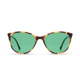 MigraLens Liberty Migraine Relief Glasses | Outdoors and Computer Screens | Women | Green Lenses | Tortoiseshell Light Brown