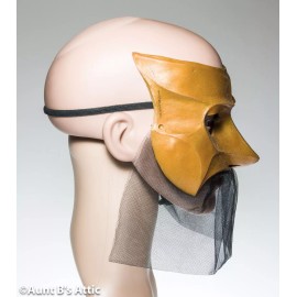 Paper Magic Mardi Gras Mask Gold Latex Fox/Wolf Venetian Eye Mask With Black Netted Drape