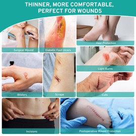 Upadated Hydrocolloid Bandages,2in*5ft Hydrocolloid Roll for Wound Care,Medical-Grade Hydrocolloid Patch Bandages with Self-Adhesive, Flexible & Waterproof DIY Size & Shape (2in*15ft)