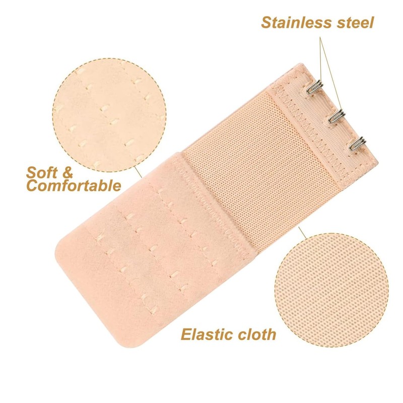 Hantoc 3 Pieces Bra Extender Elastic Bra Extension 3 Hooks