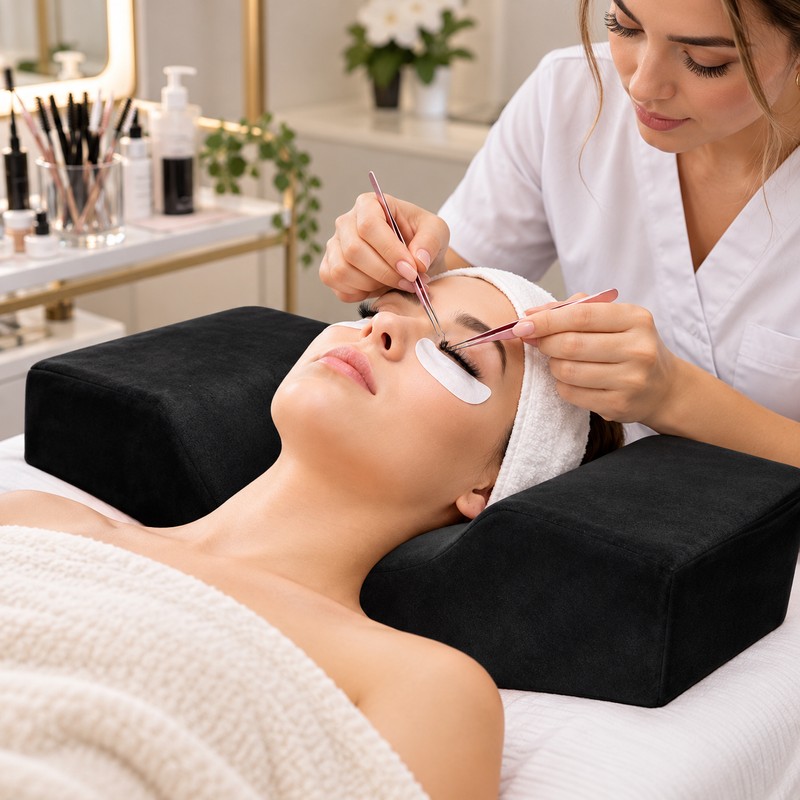 Black Eyelash Extension Pillow, Soft Memory Foam Neck Support Cushion