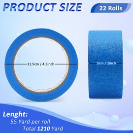 Oleitodh 22 Rolls Blue Painters Tape Bulk 2 inch x 55 Yards, Painters Masking Tape No Residue Wall Painting Tape Artist Tape Trim Edge Finishing Tape for Wall Painting Decoration DIY Supplies