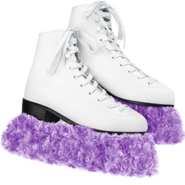 Gemscream Ice Skate Guard Fuzzy Ice Skate Blade Covers Hockey Skate Soakers Figure Skate Guards for Girls Boys Youth Women Men Adult(Purple, M Size)