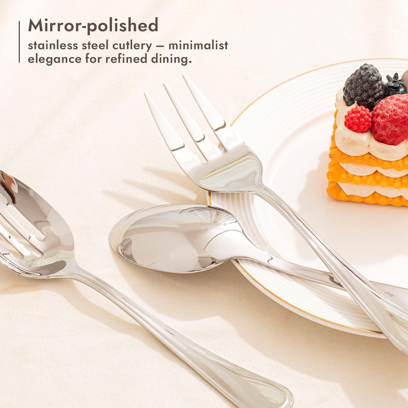KINGSTONE 45 Piece Silverware Set for 8 with Serving Utensils,