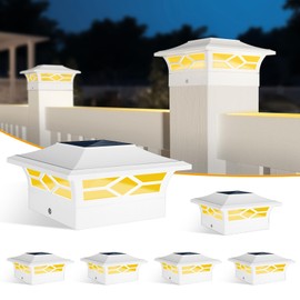 JOFIOS Solar Fence Post Lights, 4x4 Solar Post Cap Lights for Vinyl Fence, Solar Deck Lights Outdoor Warm White/Cool White Lighting, Solar Post Lights Outdoor Waterproof White Decorate Garden Pathway…