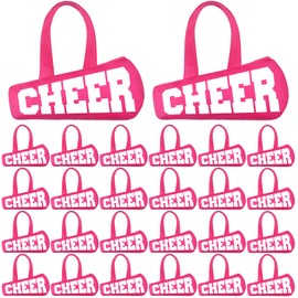 Yeyeplum 24 Pcs Cheer Bag Bulk Cheerleaders Tote Gift Bags Non Woven Cheerleading Travel Duffel Packet for Women Snacks Treat Candy Small Sports Team Party Supplies(Pink)