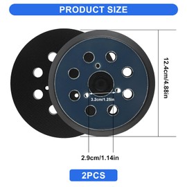 125mm Replacement Sander Backing Pad - Sander Pad for Makita Random Orbital Sanders 8 Hole Hook and Loop Replacement Orbital Sander Pad Sanding Pads, 2 Pack
