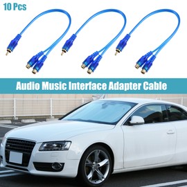 uxcell 10 Pcs 1 Female to 2 Male RCA Y Splitter Cable Subwoofer Cable Aux Input Car Stereo Audio Cord Aux Adapter