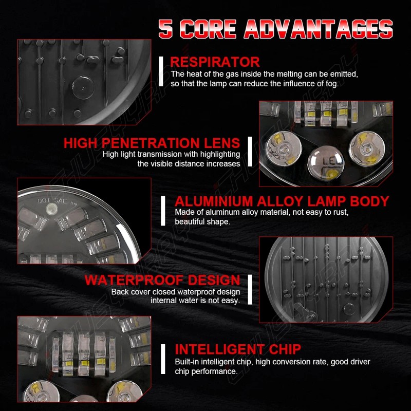 CHUSYYRAY Upgrade DOT Approved LED Headlights Turn for Mack CV713