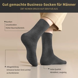 Lakpoau 10 Pairs Men's Black Business Socks Cotton Men's Socks Cotton Men & Women (Black, Dark Grey, Navy Blue), Black x 5 dark grey x 5