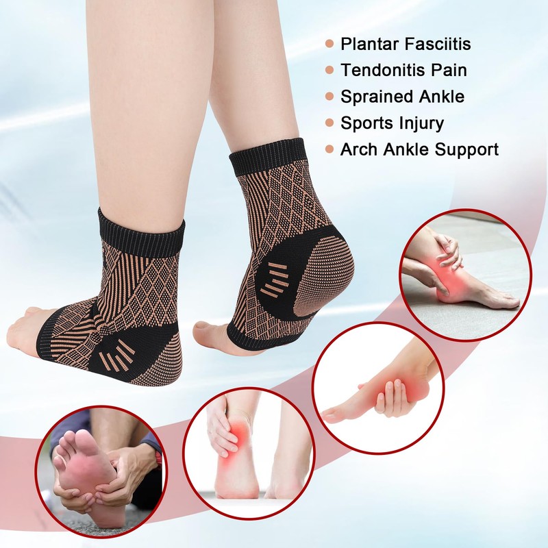 Vigorwise Ankle Brace, Copper Infused Ankle Support Compression Socks, Ankle