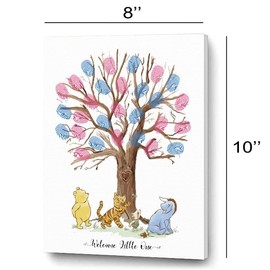 Azbuk Gender Reveal Fingerprint Tree, Winnie Baby Shower Gender Reveal Game, Winnie Baby Shower Guest Book, Baby Shower Keepsake, Gender Reveal Party Decorations