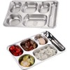 AIYoo 2 Pack Stainless Steel Divided Dinner Plates,Unbreakable Large Control