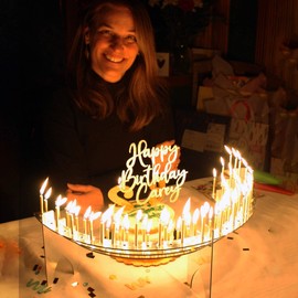 Celebration Stadium Silver-Mirror Finish, Large-Size Birthday Candle Holder